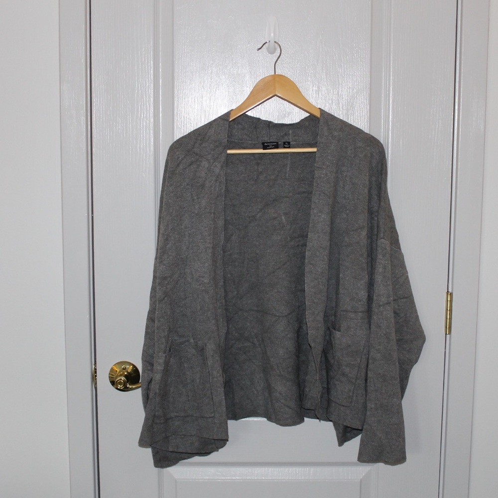 GREY CARDIGAN WITH POCKETS